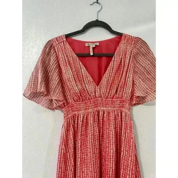 BCBGeneration Dress Womens Small Pink A Line Polka Dots V Neck Cocktail - Picture 3 of 4